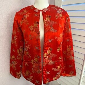 Elegant Red Floral Women's Jacket